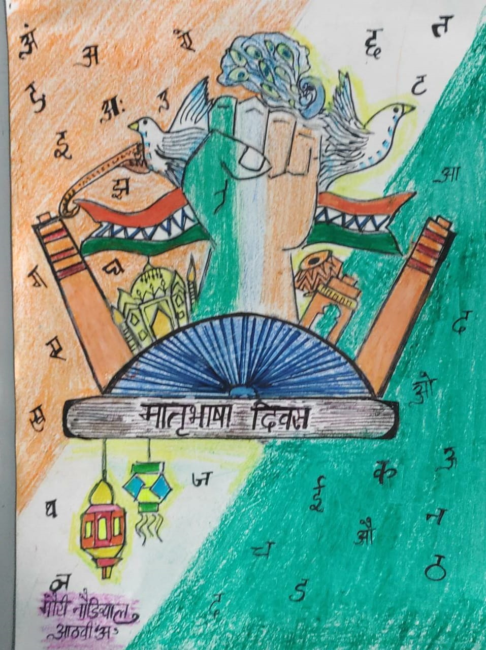 Hindi diwas drawing || Poster drawing on Hindi diwas - step by step -  YouTube